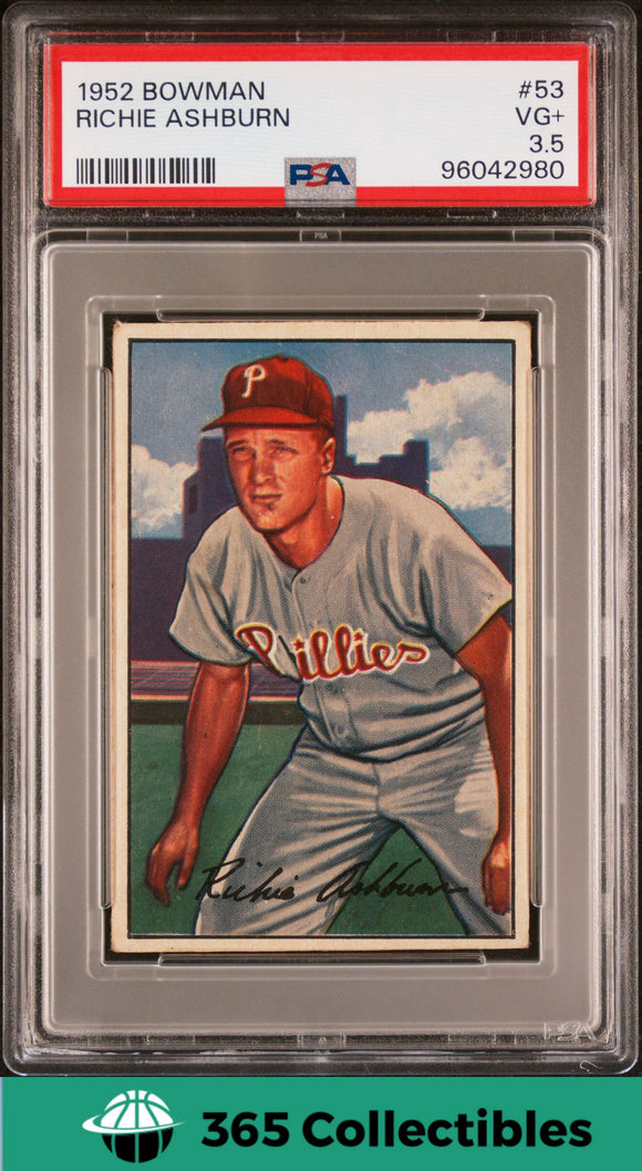 1952 Bowman Richie Ashburn #53 Baseball Philadelphia Phillies 3.5