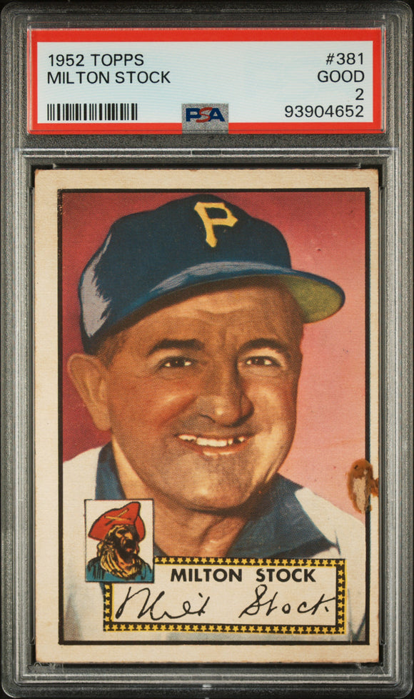 1952 Topps #381 Milton Stock High Series SP Red Back MLB Baseball Pittsburgh Pirates PSA#93904652