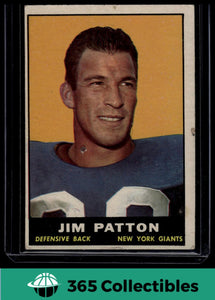 1961 Topps NFL Jim Patton #92 Football New York Giants