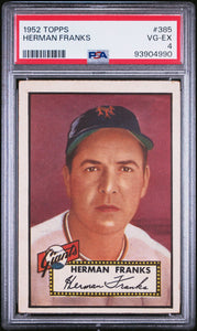 1952 Topps #385 - Herman Franks - High Series - PSA 4 VG-EX #93904990