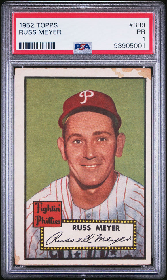 1952 TOPPS #339 Russ Meyer Philadelphia Phillies PSA 1  #93905001 - High Series