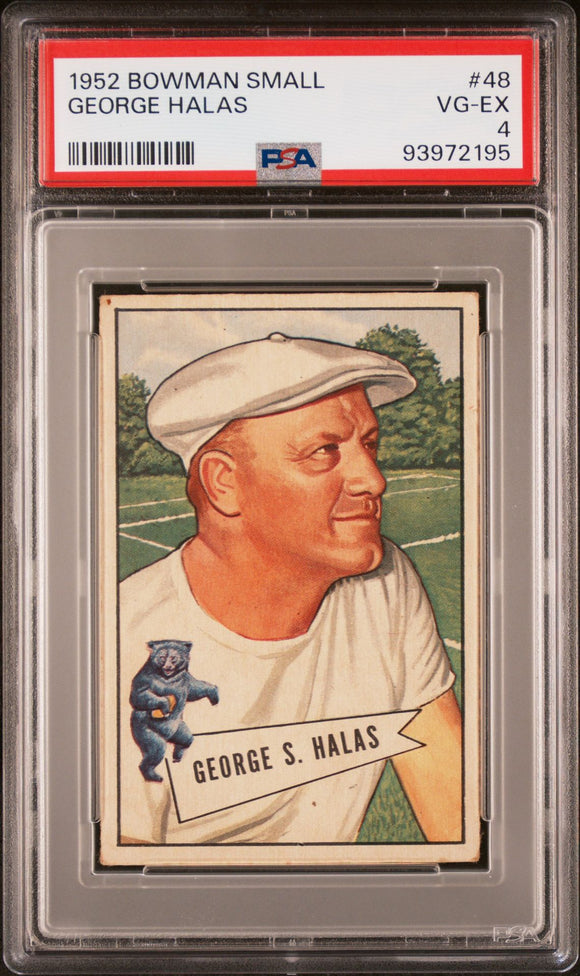 1952 BOWMAN SMALL #48 GEORGE HALAS - NFL Hall Of Fame - PSA 4 VG-EX