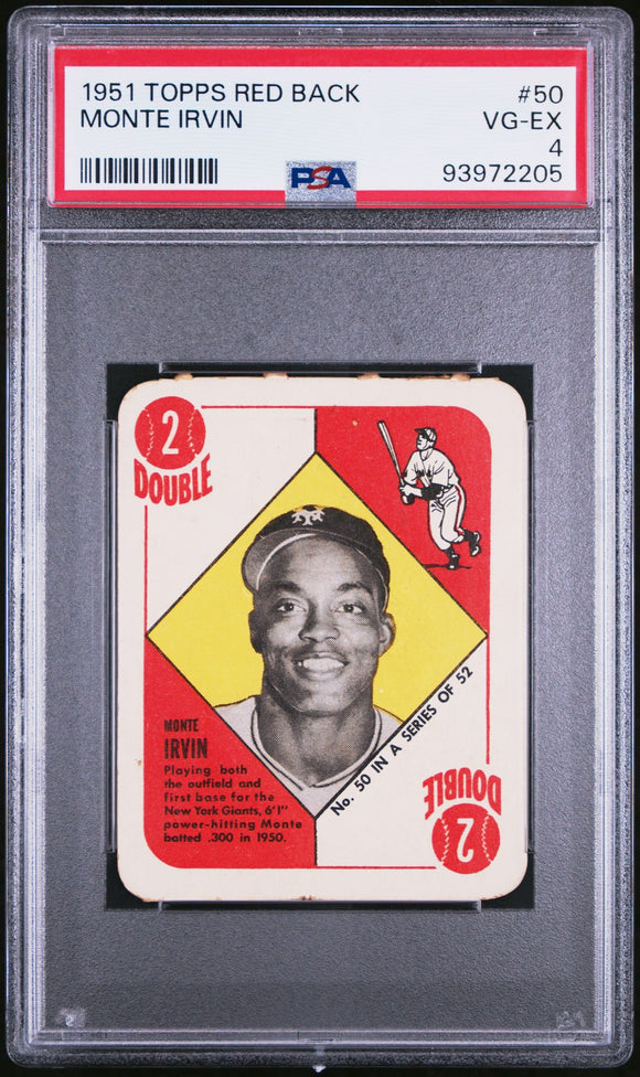 1951 Topps Red Backs Monte Irvin #50 Baseball New York GIANTS PSA 4 PSA 93972205