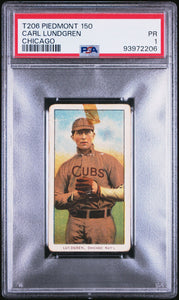 1909-11 T206 PIEDMONT 150 CARL LUNDGREN CHICAGO - SUPER RARE CARD PSA-93972206