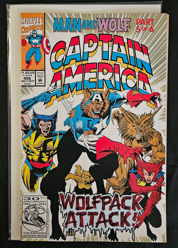 Marvel Comic Book - Captain America #406 (Nov 1992) | Capwolf Saga | NM