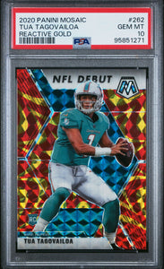 2020 TUA TAGOVAILOA Panini Mosaic - REACTIVE GOLD PRIZM RC  - PSA 10 GEM MINT #95851271