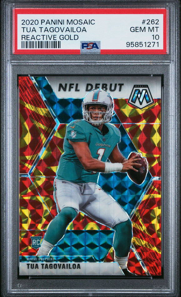 2020 TUA TAGOVAILOA Panini Mosaic - REACTIVE GOLD PRIZM RC  - PSA 10 GEM MINT #95851271