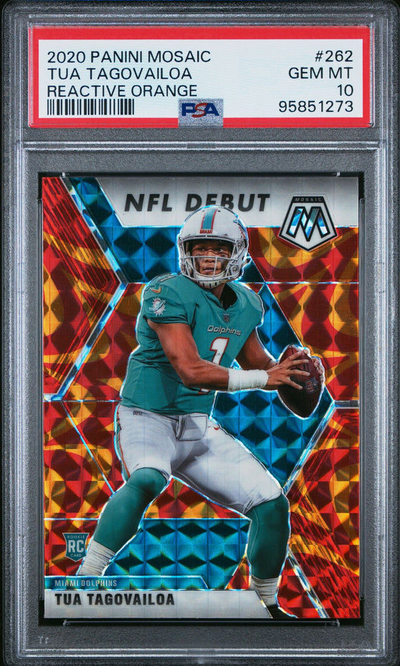 2020 TUA TAGOVAILOA Panini Mosaic - REACTIVE ORANGE PRIZM RC  - PSA 10 GEM MINT #95851273