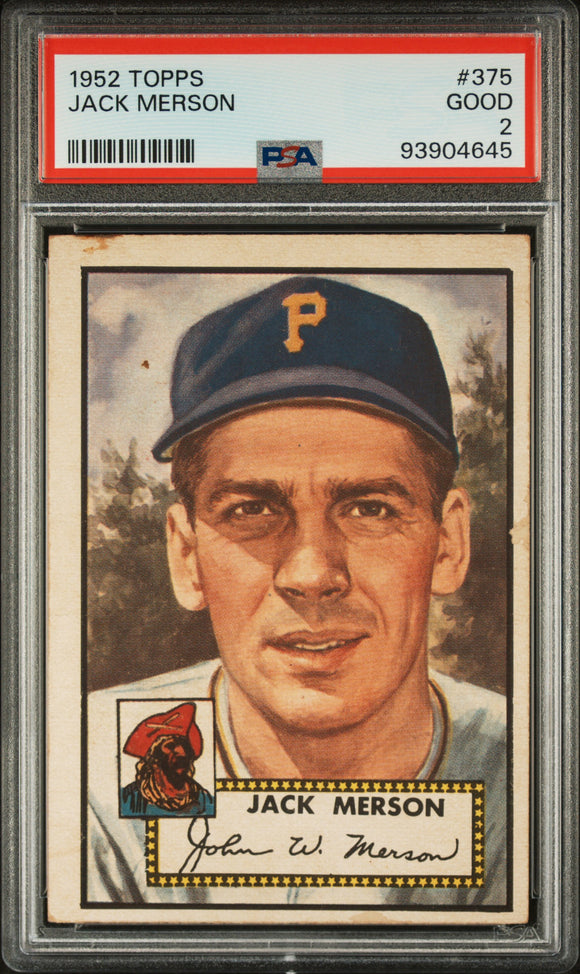 1952 Topps #375 Jack Merson High Series SP Red Back - MLB Baseball Pittsburgh Pirates PSA#93904645