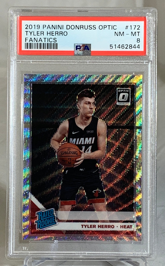 2019-20 Tyler Herro Panini Donruss Optic Fanatics RC #172 PSA NM-MT 8 #51462844