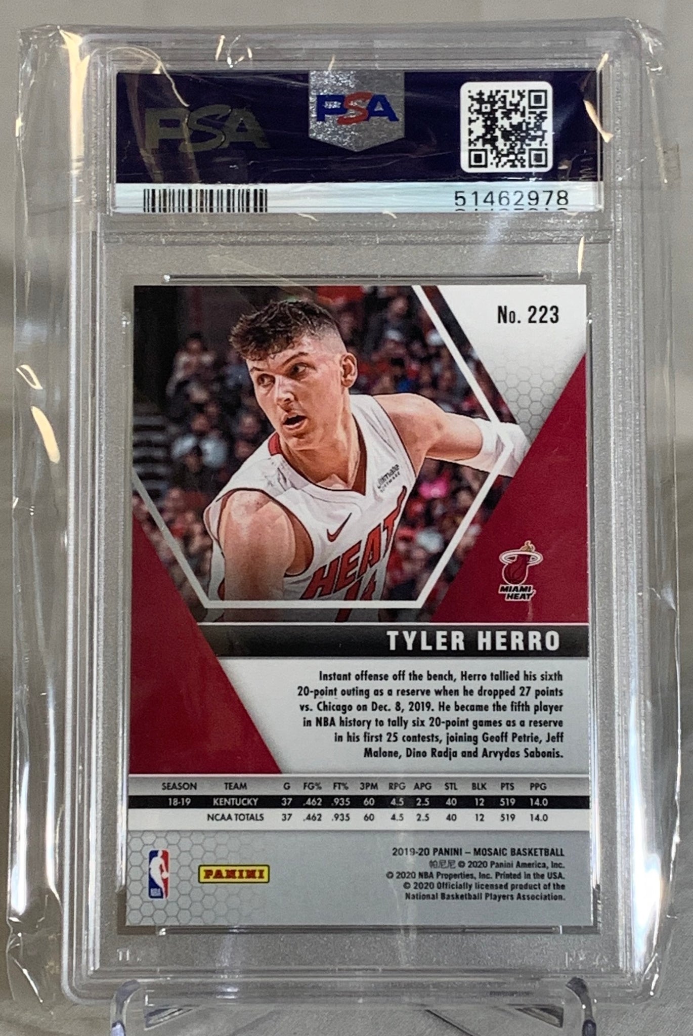 2019-20 Panini Mosaic Tyler Herro #223 PSA 10 GEM MINT #51462978