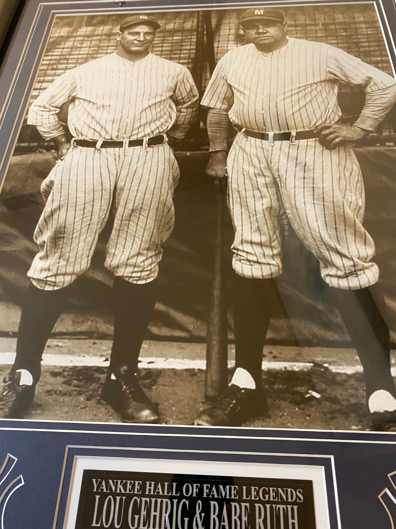 Babe Ruth & Lou Gehrig Autographed New York Yankees Framed